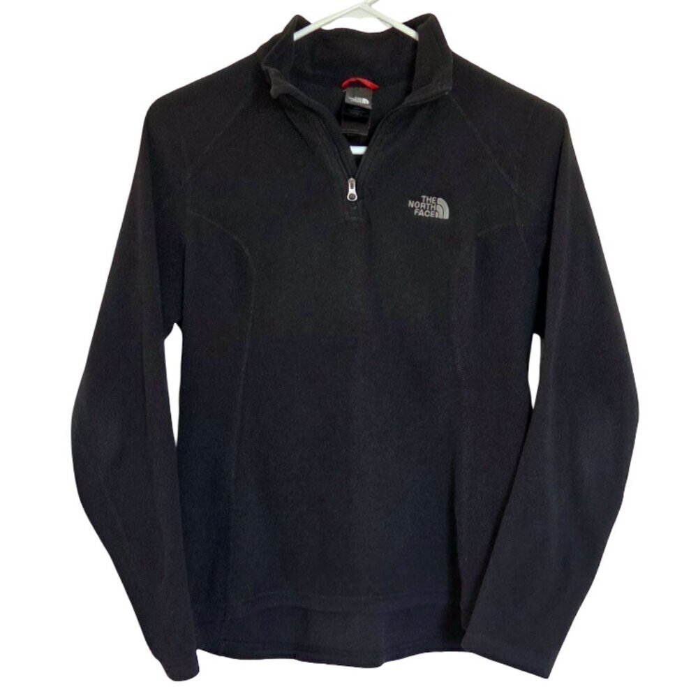 North Face Lightweight Fleece Jacket Womens S Black Classic Quarter Zip Collar